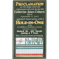 Hole-In-One Proclamation Plaque