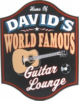 Personalized World Famous Guitar Lounge Plaque